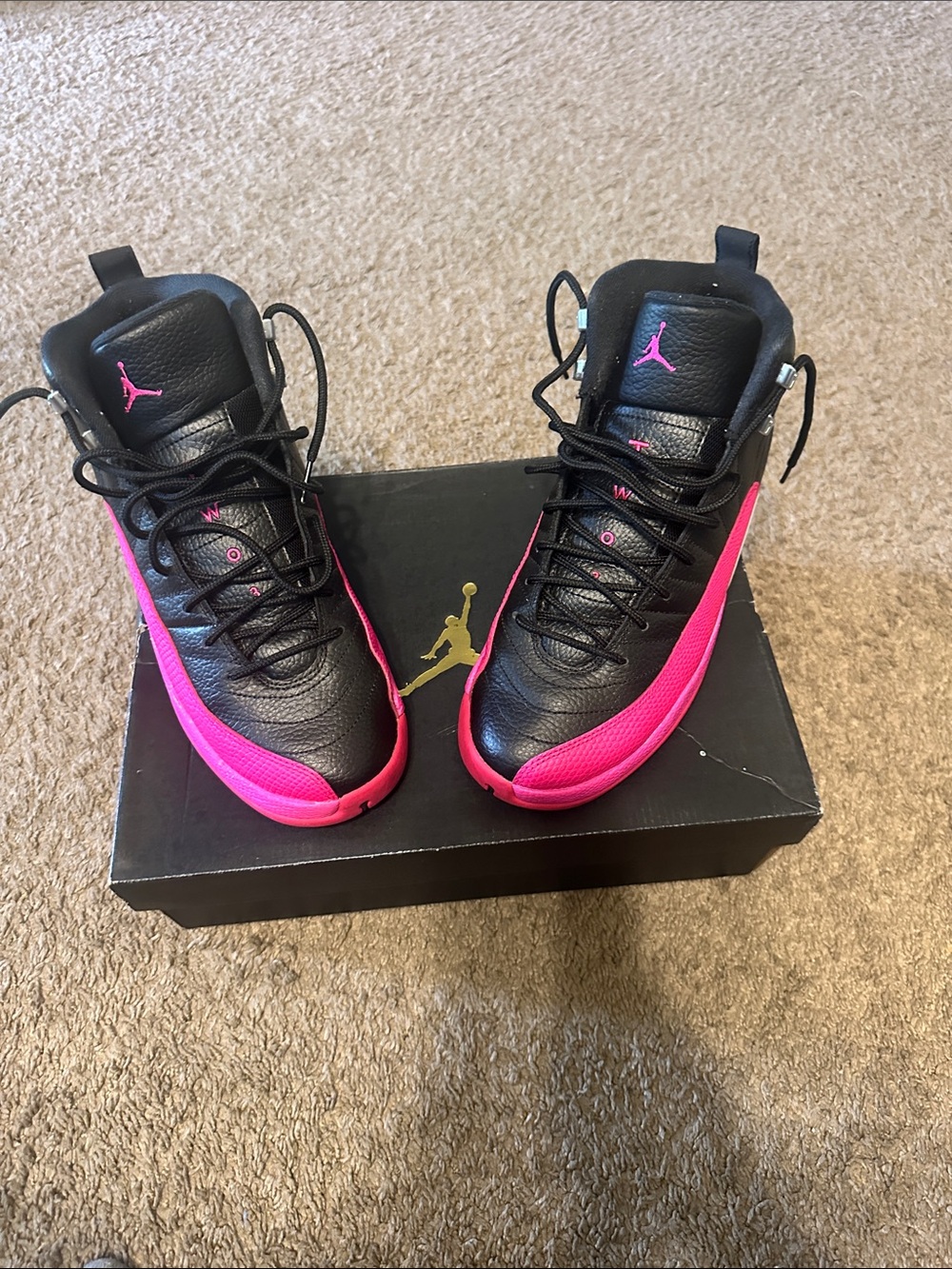 Nike Black and Hot Pink Jordan Basketball Sneakers